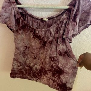 off the shoulder tie dye shirt